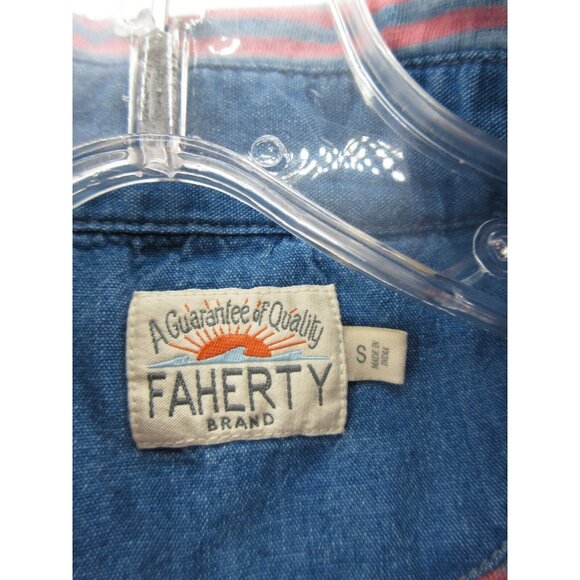 Faherty Polo Shirt Small Pullover Sunset Striped Organic Cotton Knit - Picture 9 of 11